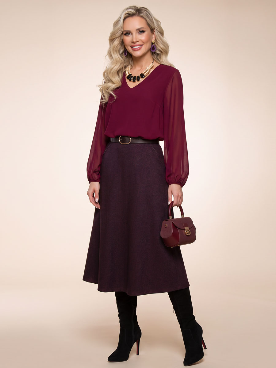 Rok Gemêleerd Aubergine