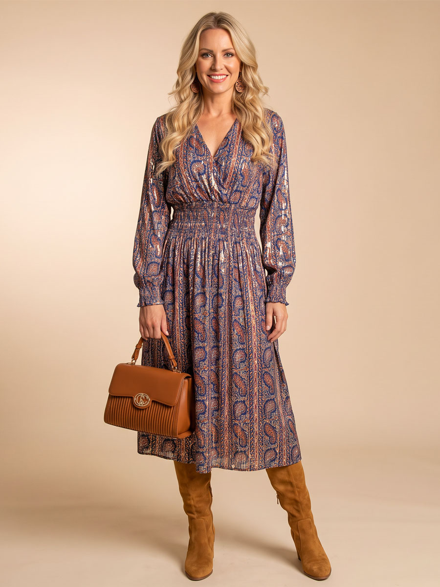 Look Jurk Valerie Blauw Goud