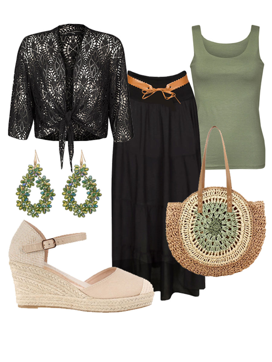 Vest Kant Zwart Shop the look met rok maxi zwart