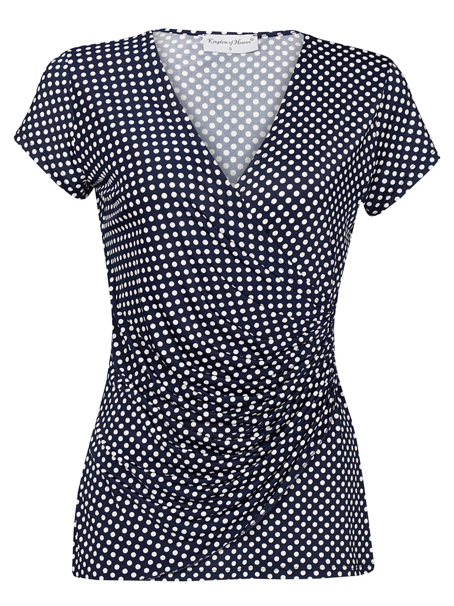 F011114110TAqEmUZkG0NXo Top Geplooid Stippen Navy