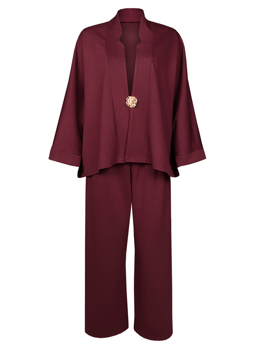 Blazer en Broek Wijd Bordeaux