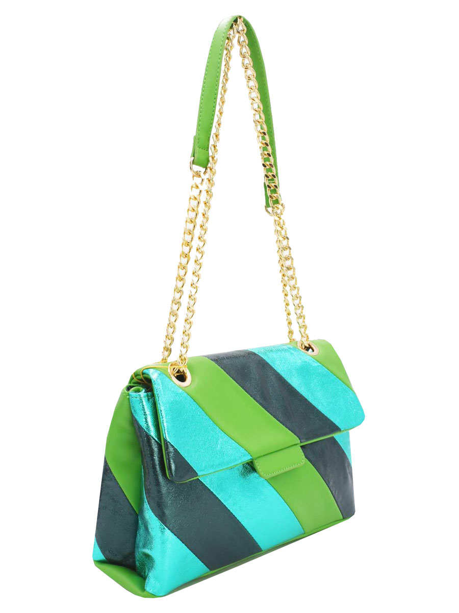 Schoudertas Metallic Groen zijkant