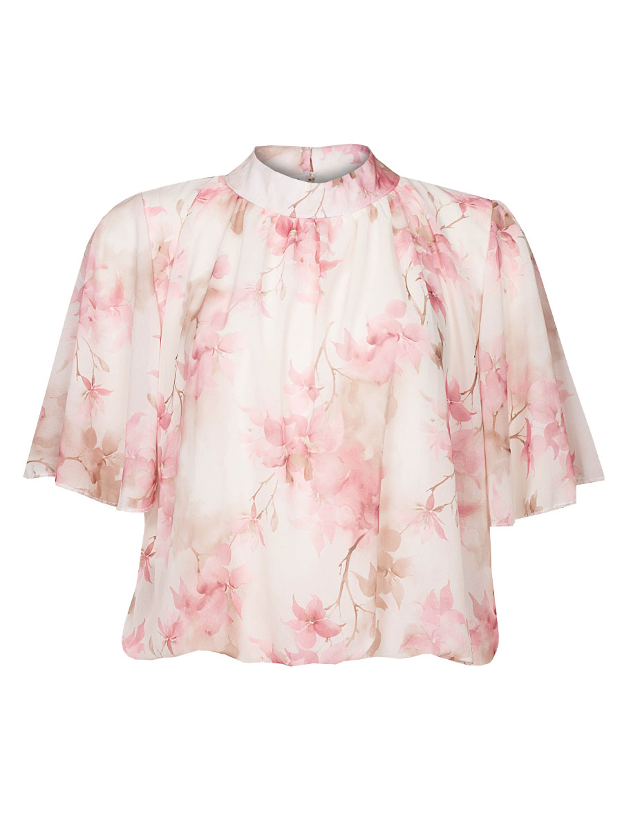 Top Blouson Bloemen Roze