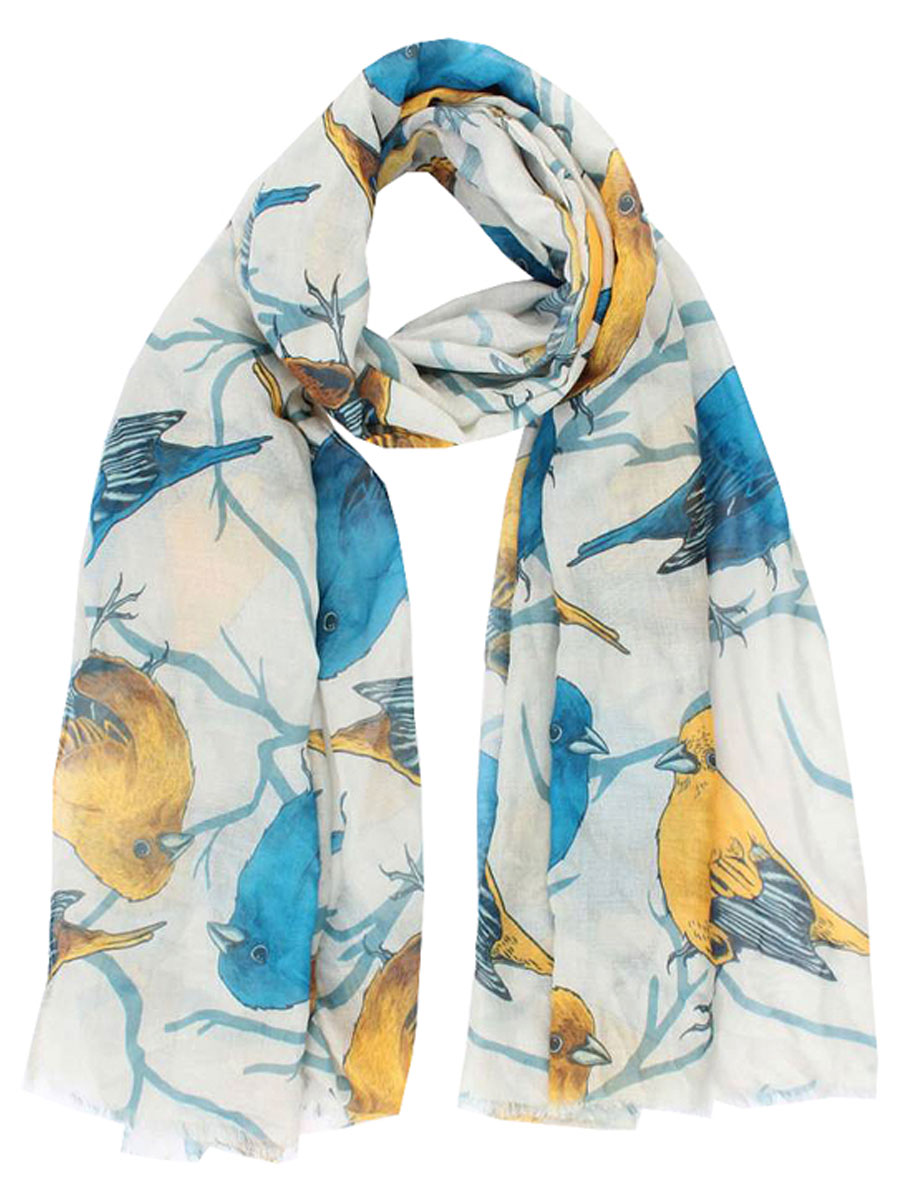 Sjaal Vogeltjes Blauw