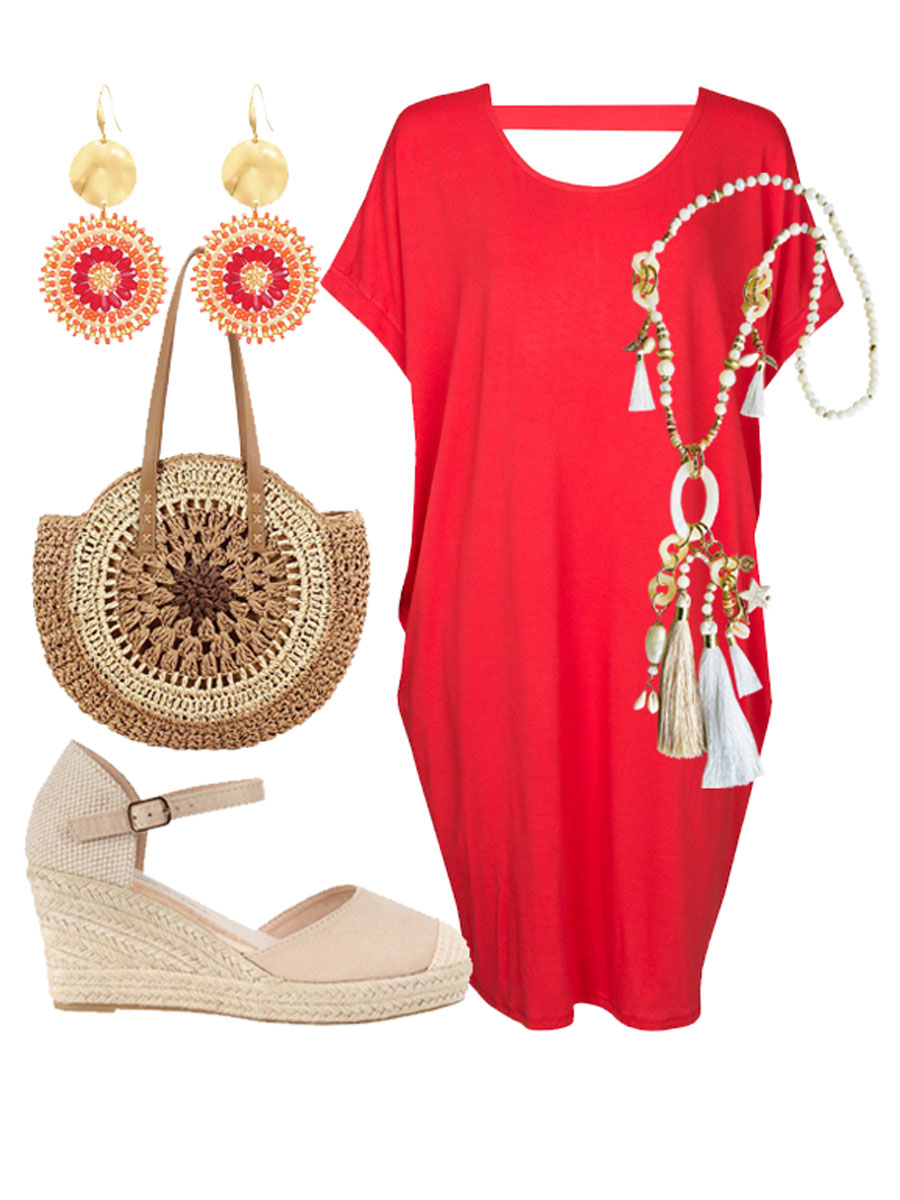 Jurk Comfy Rood Shop the look