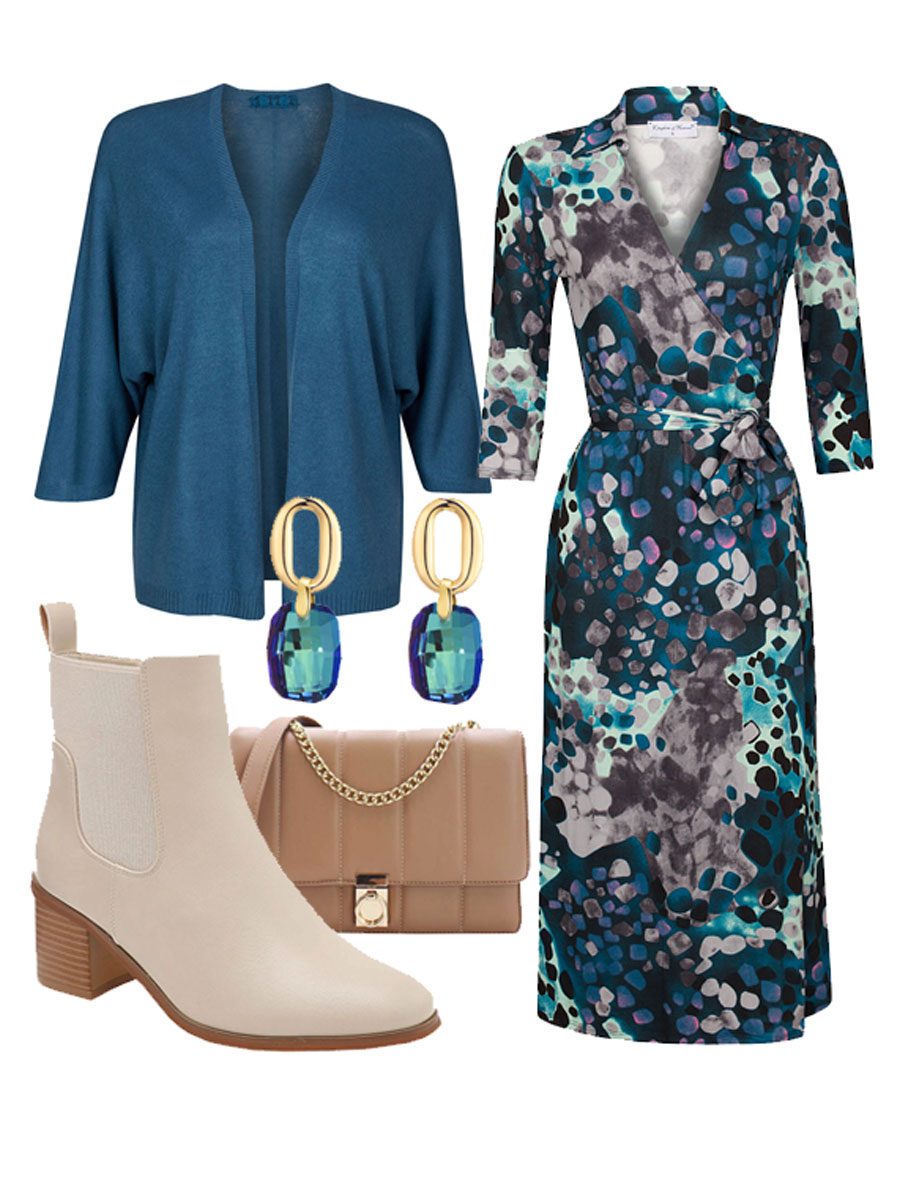 Jurk Overslag Claudia Petrol Shop the look