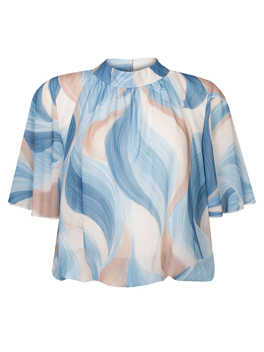 Top Blouson Golven Blauw