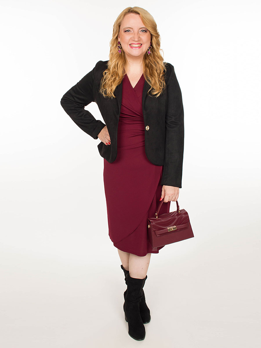 Look Jurk Geplooid Bordeaux