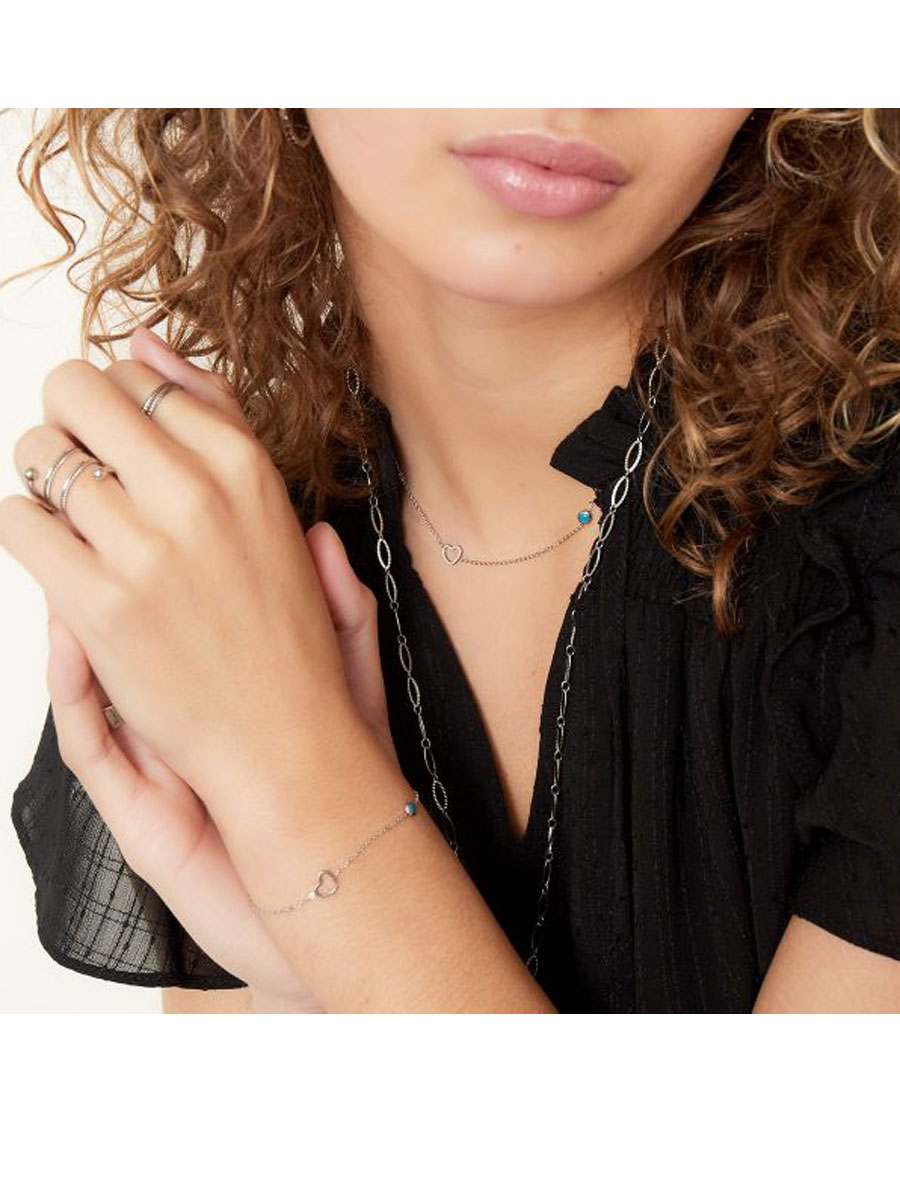 Halsketting Geboortesteen Oktober zilver met armband