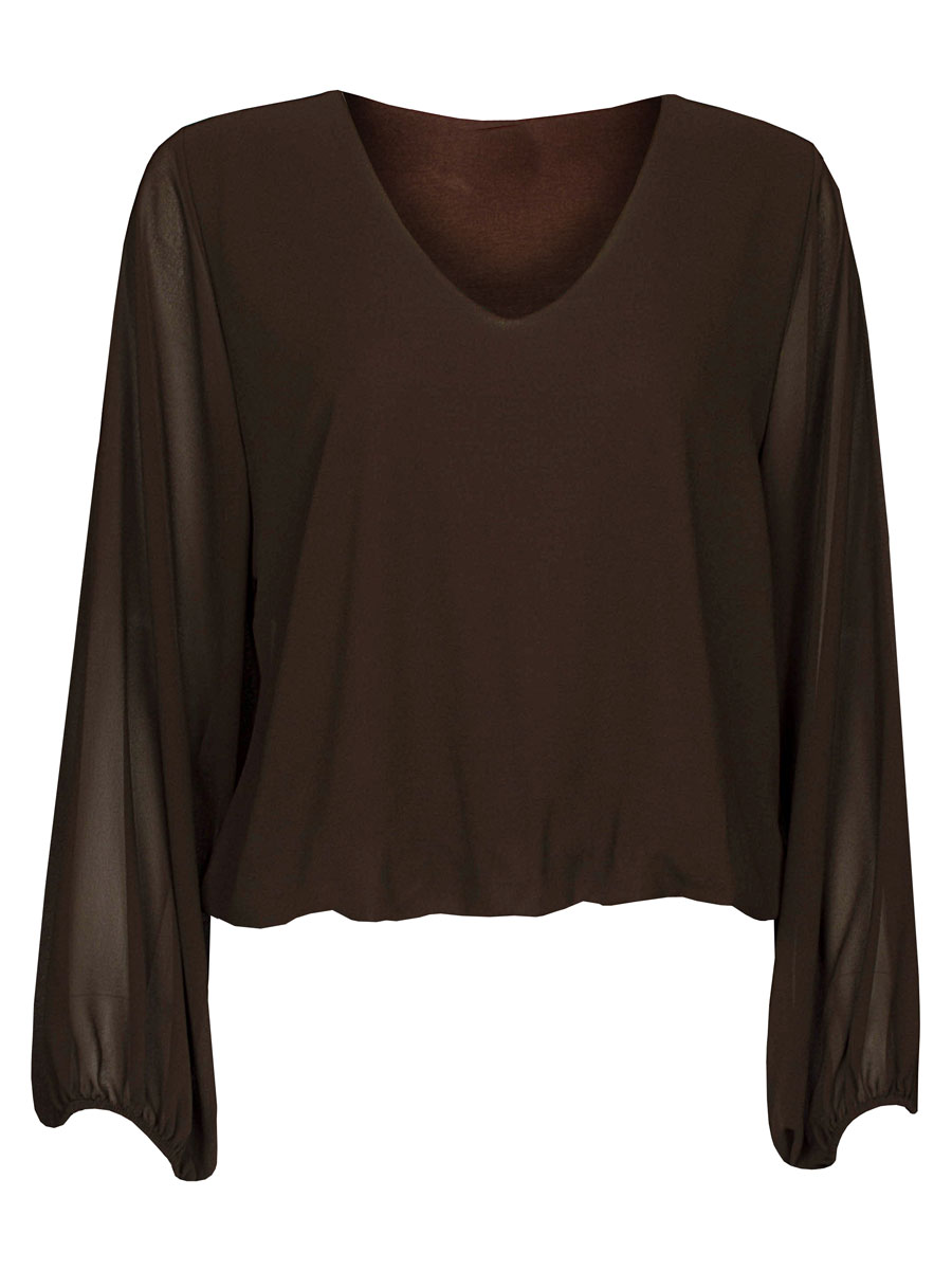 Top Blouson V-hals Bruin