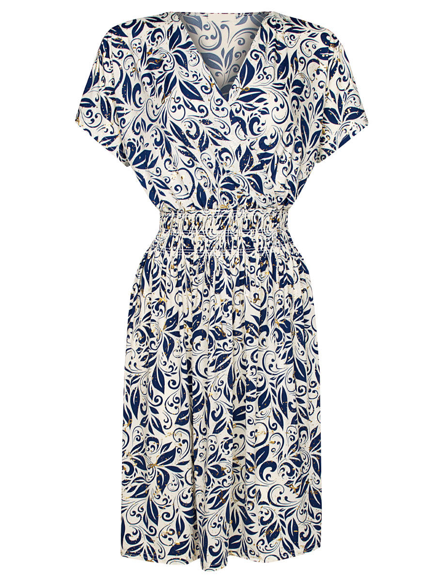 Jurk Sheila Bladeren Blauw