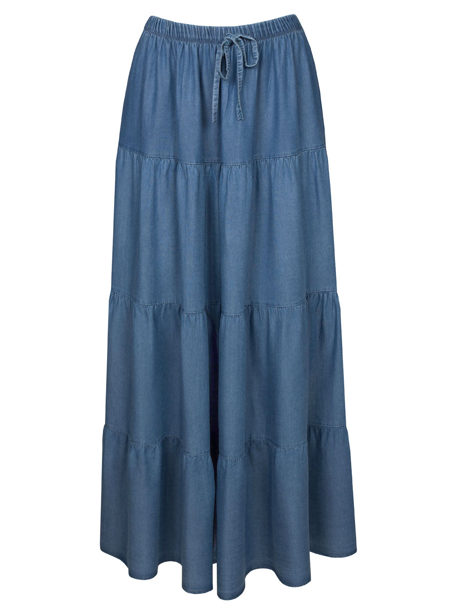 Rok Maxi Donker Jeansblauw