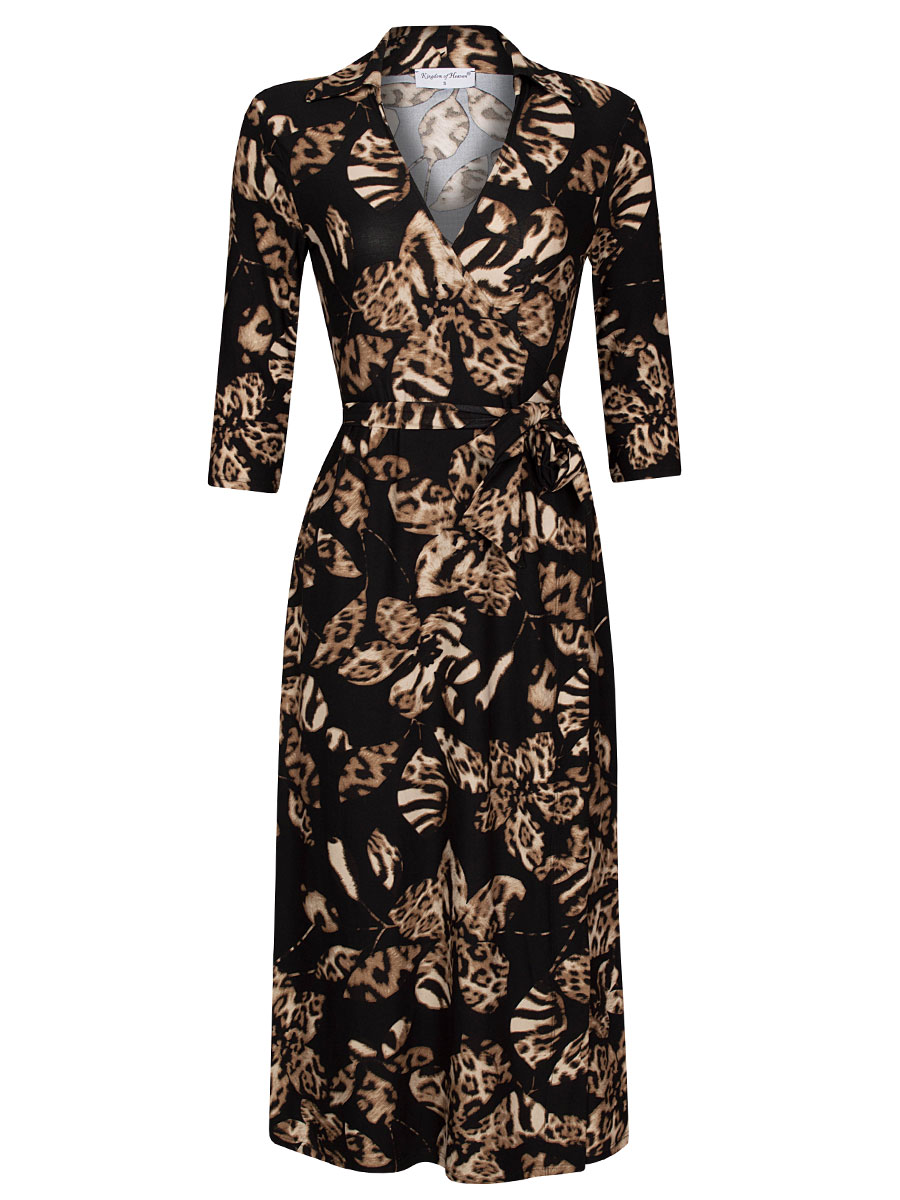 F01413410 Jurk Overslag Noralie Zwart