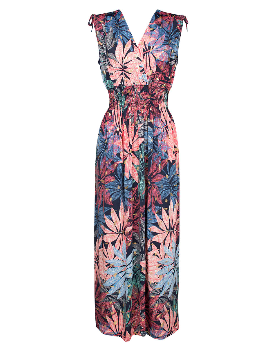 Maxi Jurk Amber Bladeren Roze