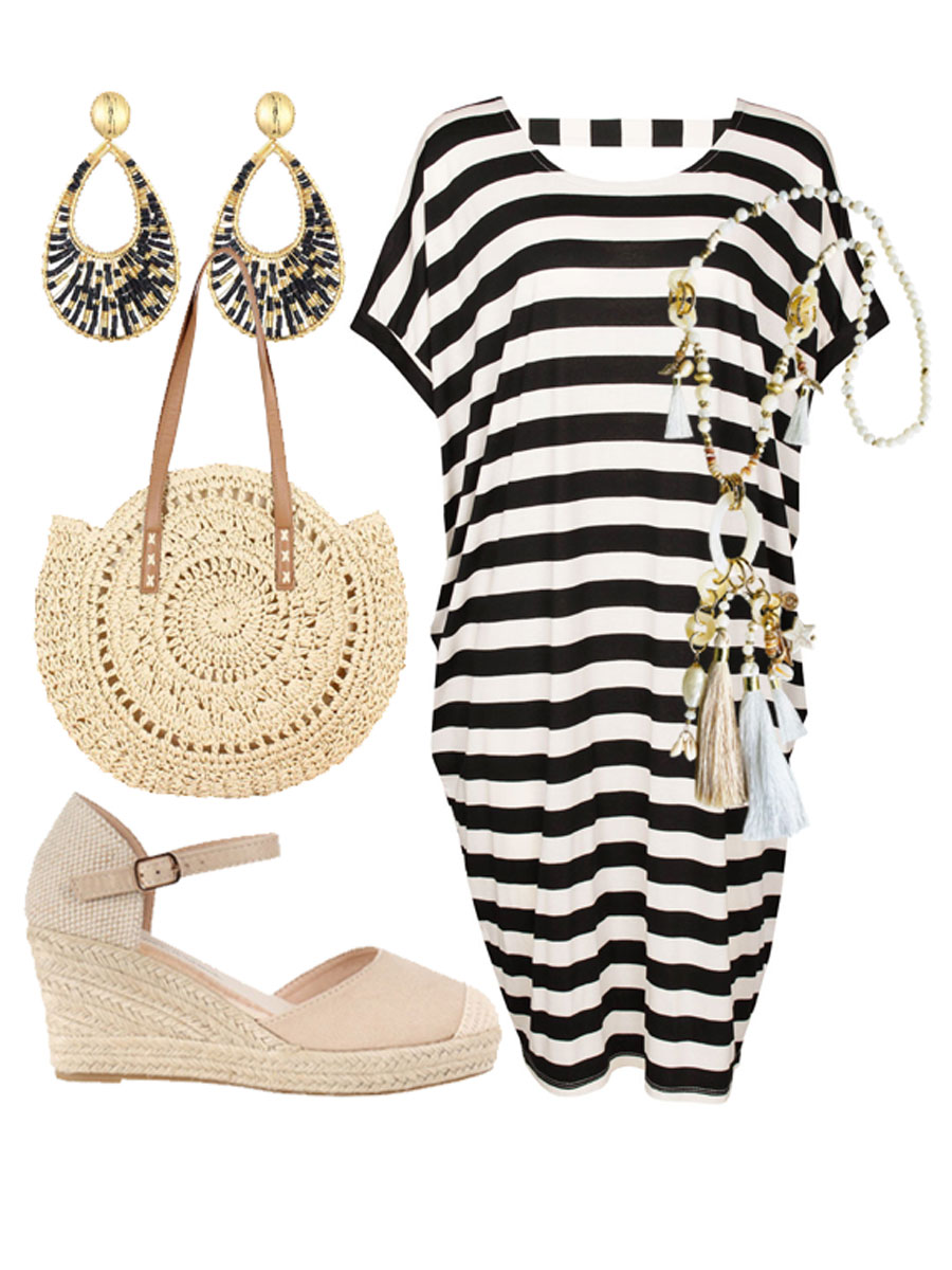 Jurk Comfy Gestreept Zwart Shop the look