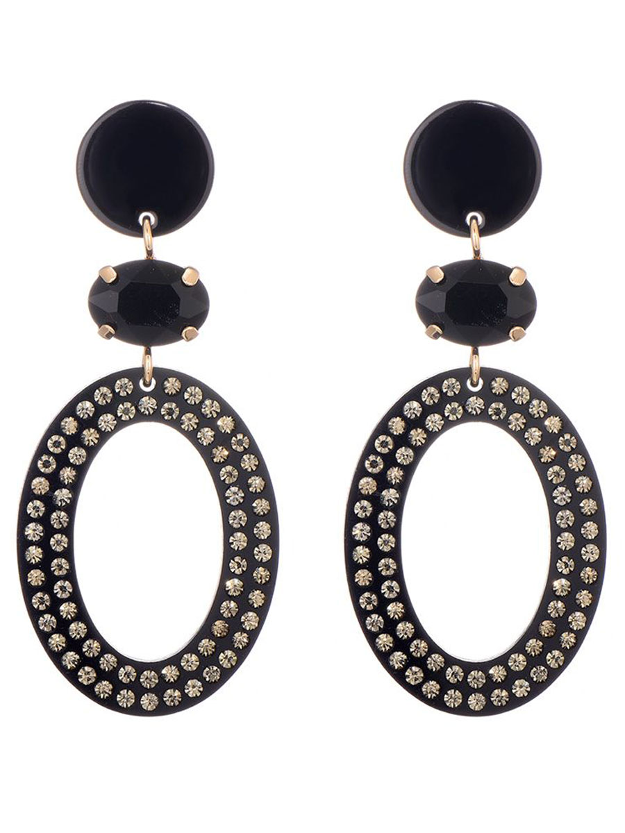 Oorbellen Ovaal Glinster Zwart Oorbellen Ovaal Glinster Zwart
