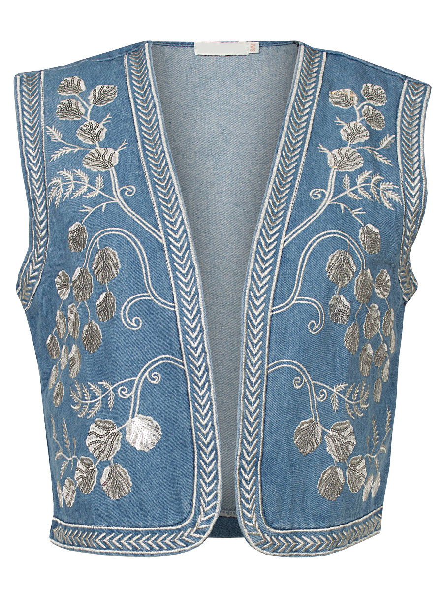 Gilet Denim Broderie