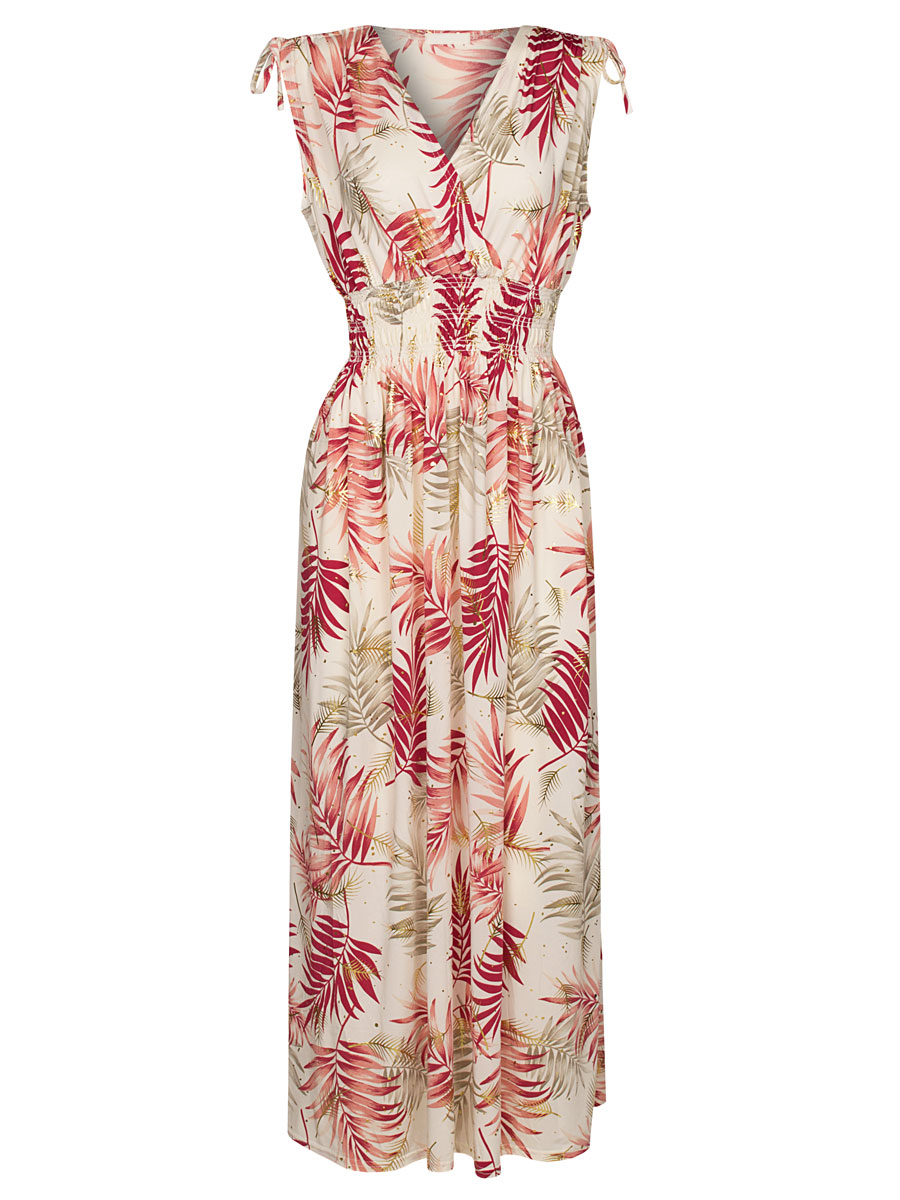 Maxi Jurk Nola Bladeren Rood