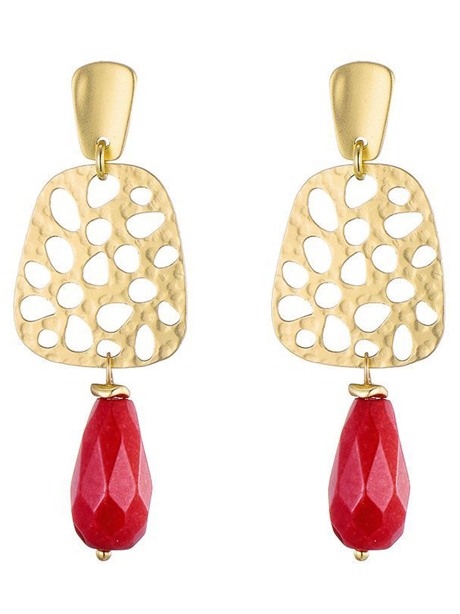 Oorbellen Goude en Rood