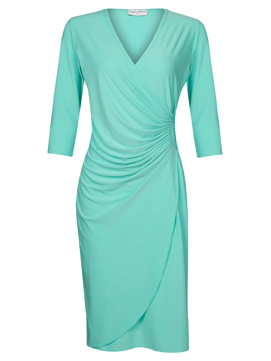 Jurk Geplooid Effen Mint mw