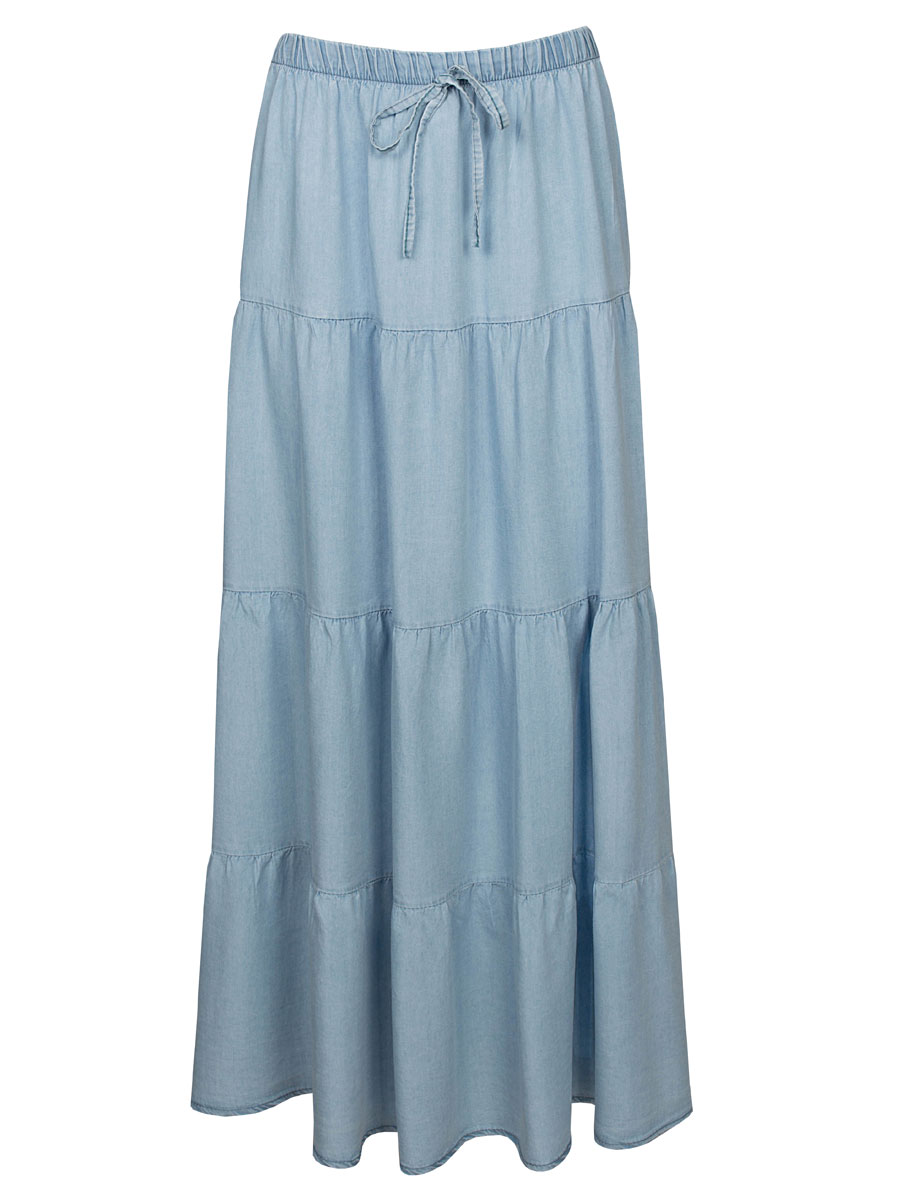 Rok Maxi Licht Jeansblauw