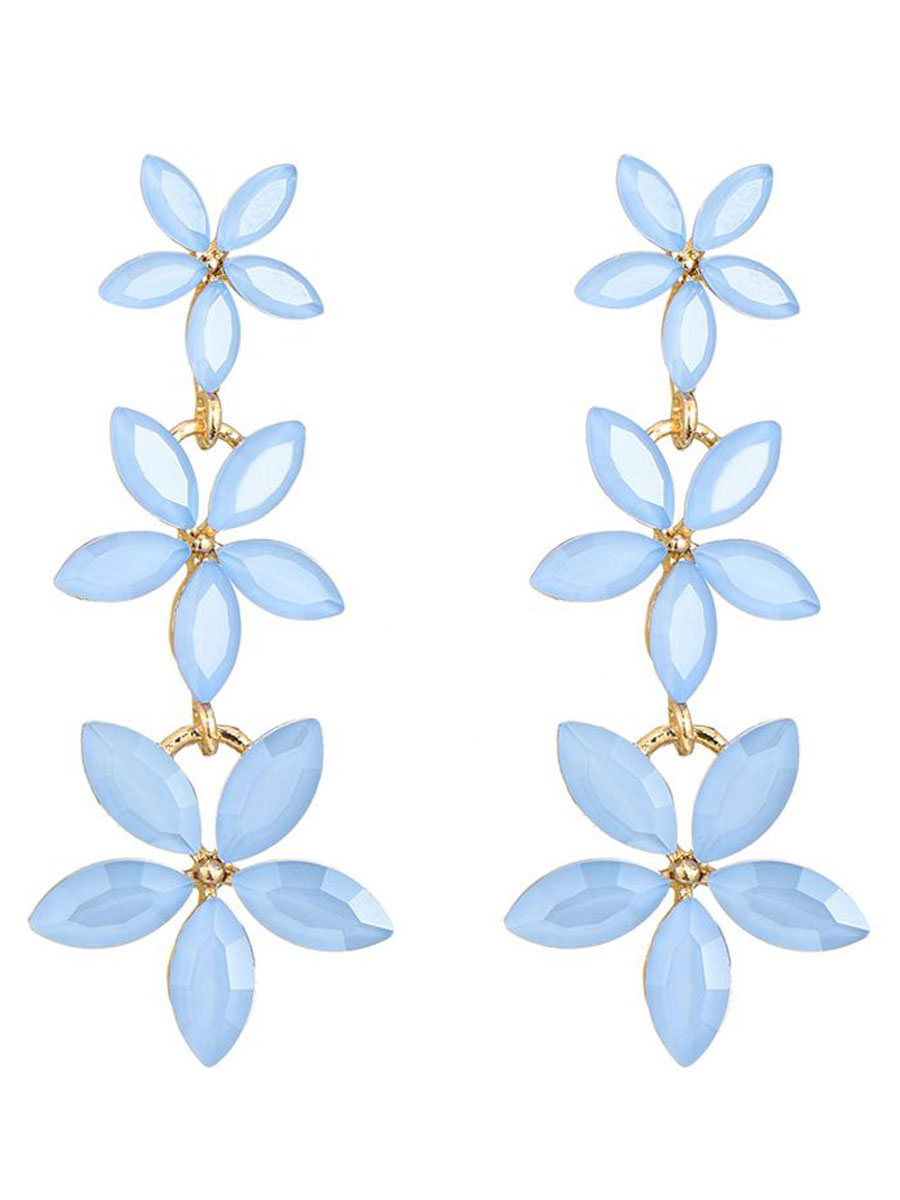 Oorbellen Bloemen Lichtblauw