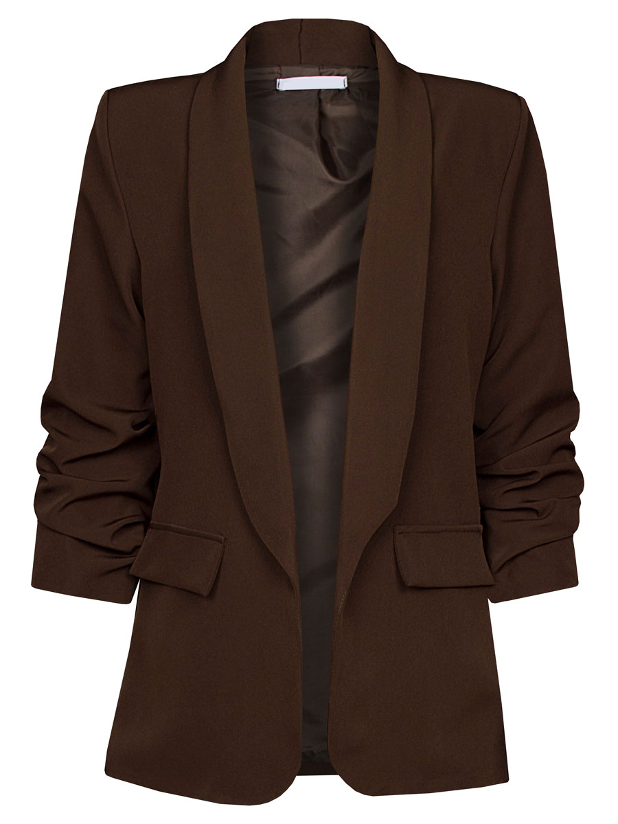 Blazer Gesmokte Mouw Donkerbruin