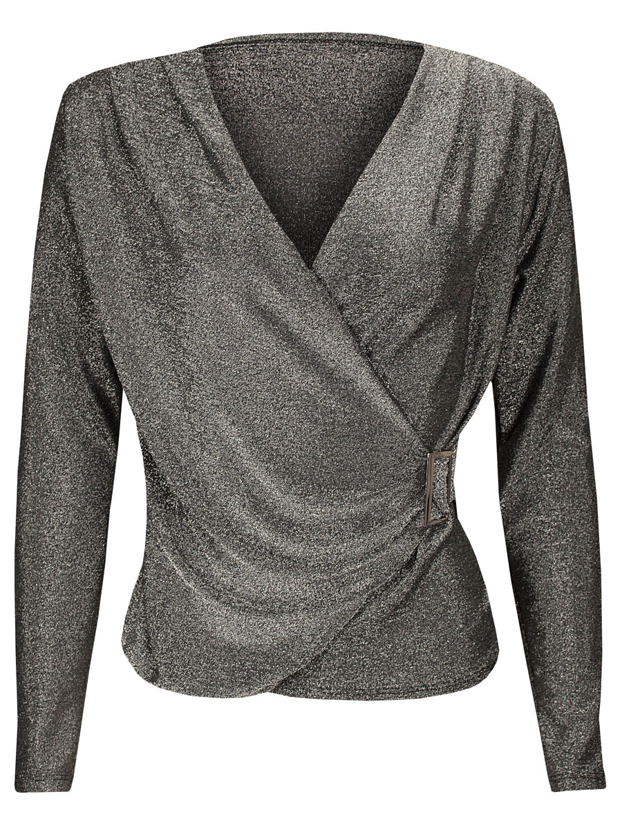 F1506020 Top Overslag Glitter Zilver