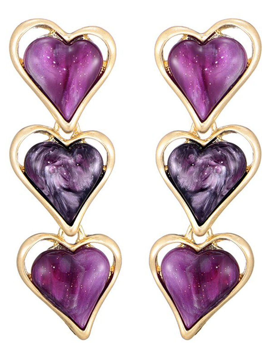 Oorbellen Harten Aubergine