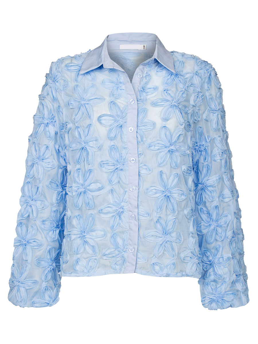 Blouse Bloemen 3D Blauw