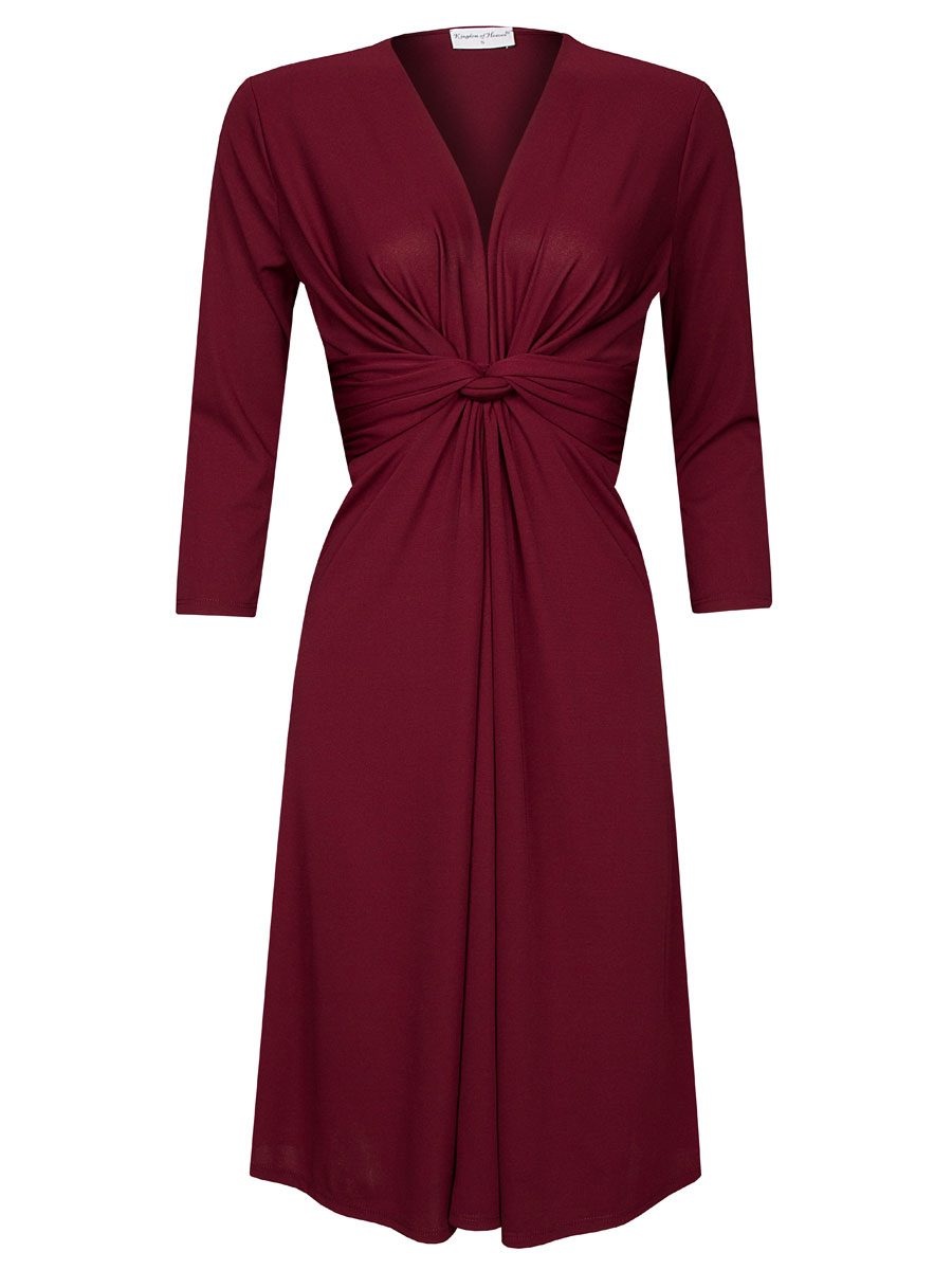 Jurk Elegant Midi Bordeaux