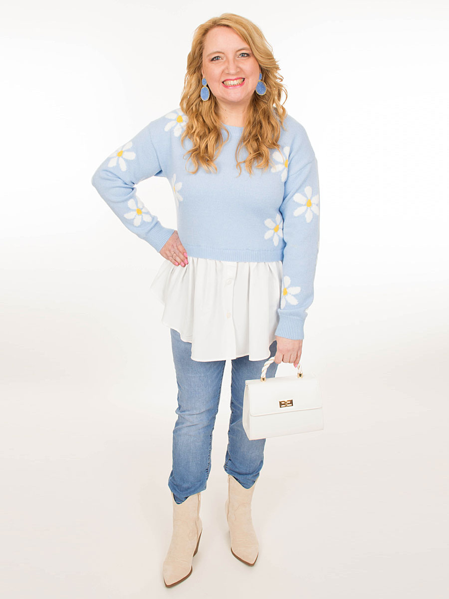 Shop the look met Trui Blouse Bloemen Blauw