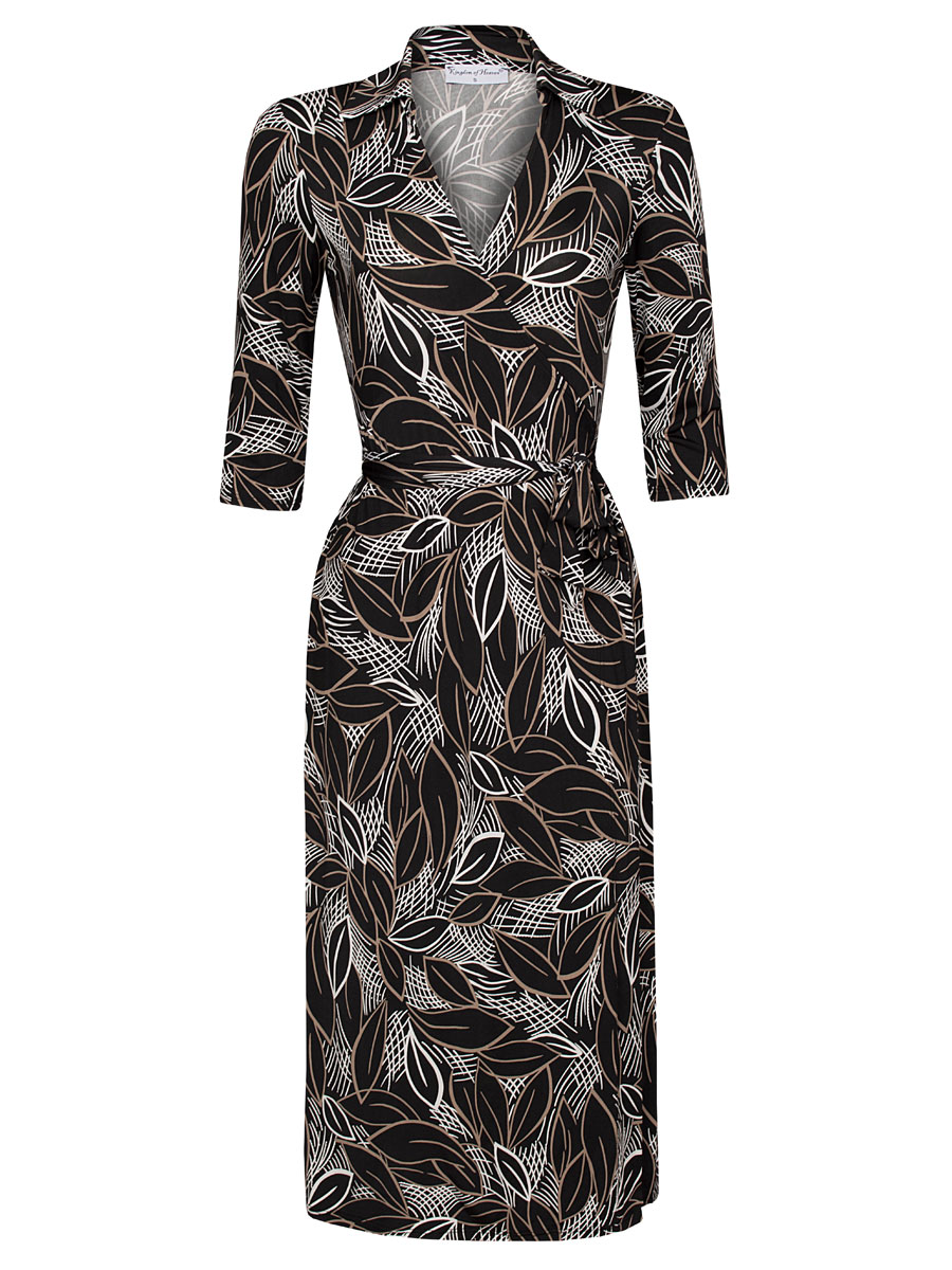 F01403430 Jurk Overslag Chrissy Zwart