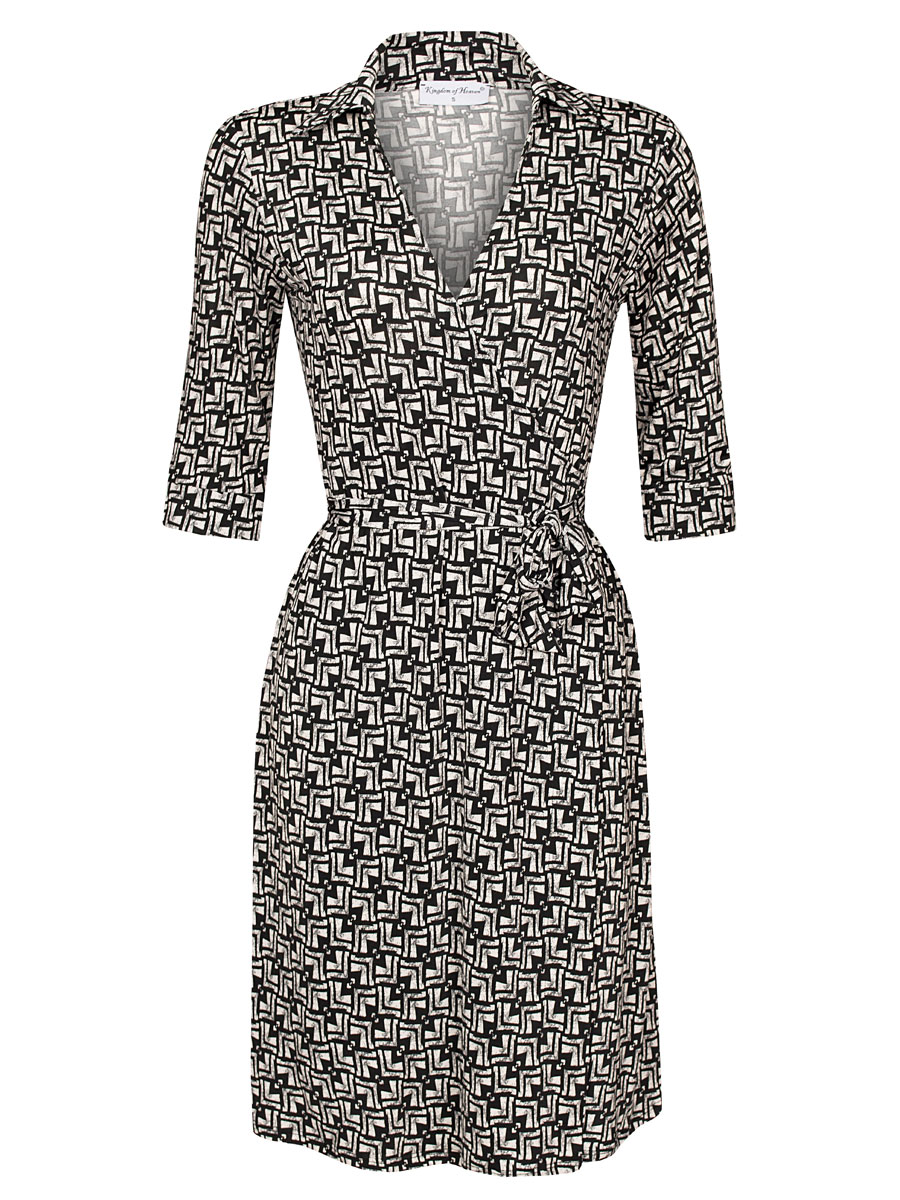 F01413440 Jurk Overslag Abby Zwart