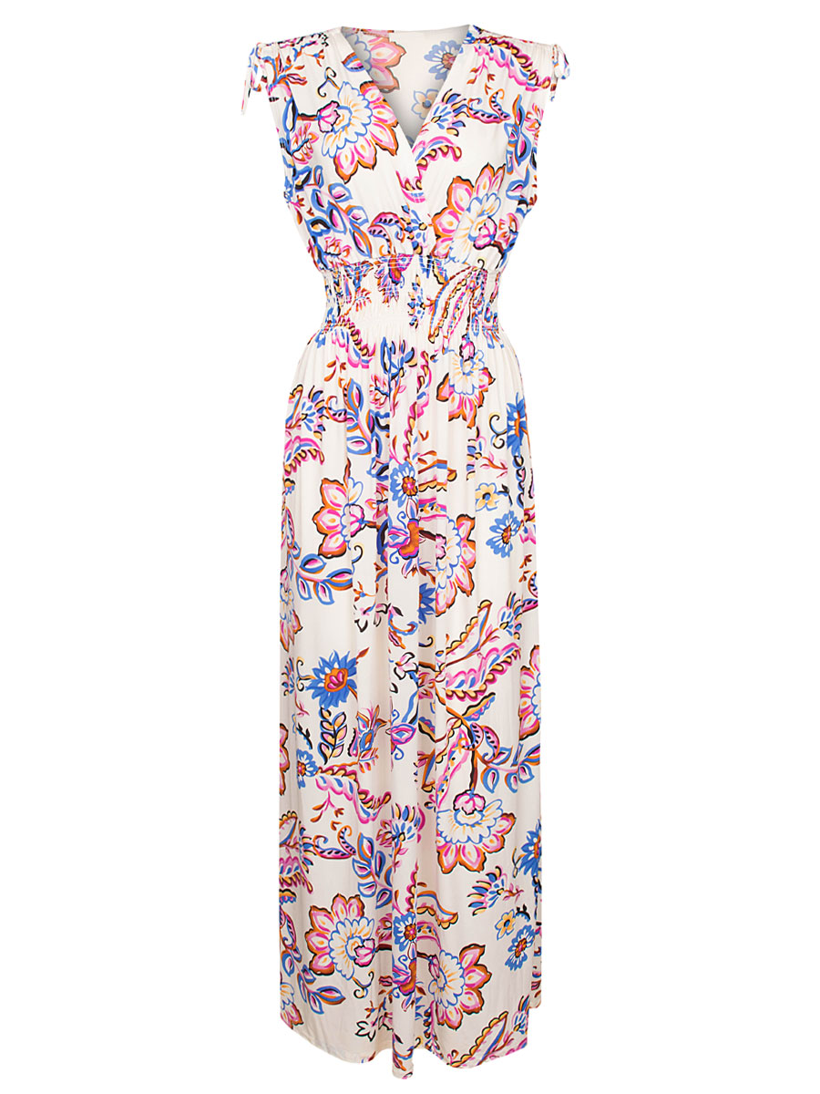 Maxi Jurk Nola Bloemen Ecru