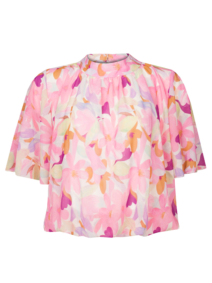 Top Blouson Fleurig Roze