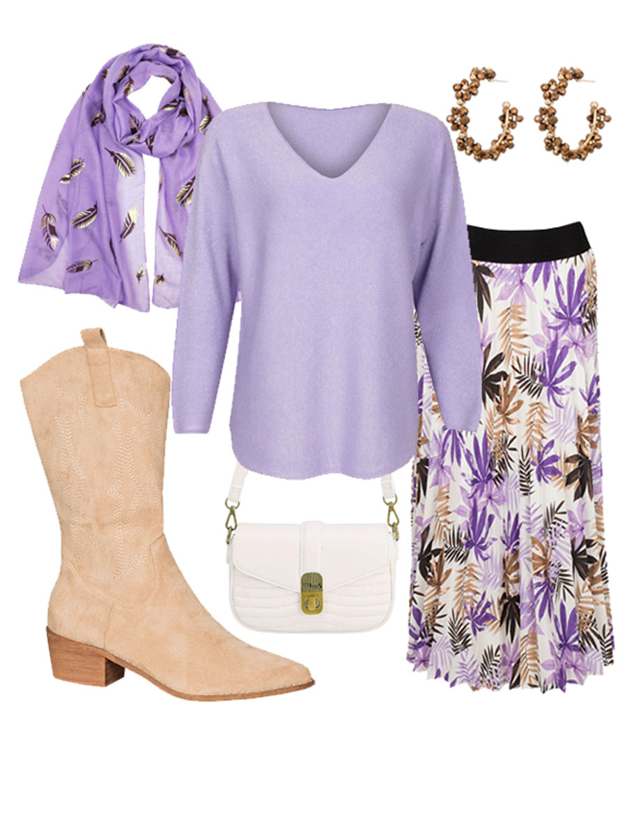 Rok Bladeren Lila Shop the look