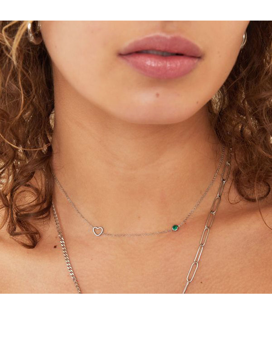 Halsketting Geboortesteen Oktober zilver model