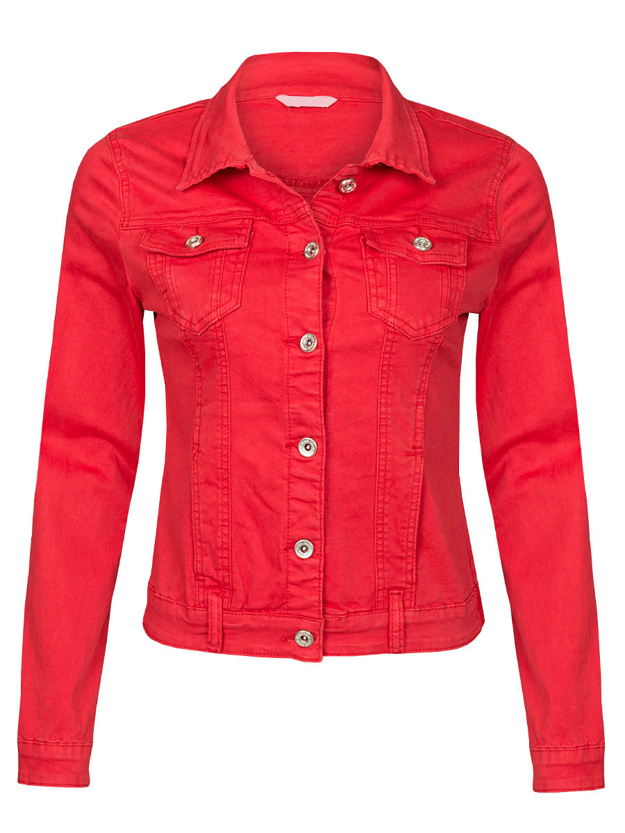 Jeans Jacket Stretch Rood